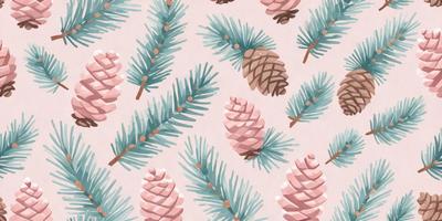 The primary subject of the image is a pattern of pine trees, which are depicted in various shades of pink and green. The setting is a pink and green background, which complements the trees. The visual style is a combination of digital art and illustration, creating a unique and eye-catching design. The colors and mood of the image are vibrant and cheerful, with the pink and green tones evoking a sense of warmth and freshness.